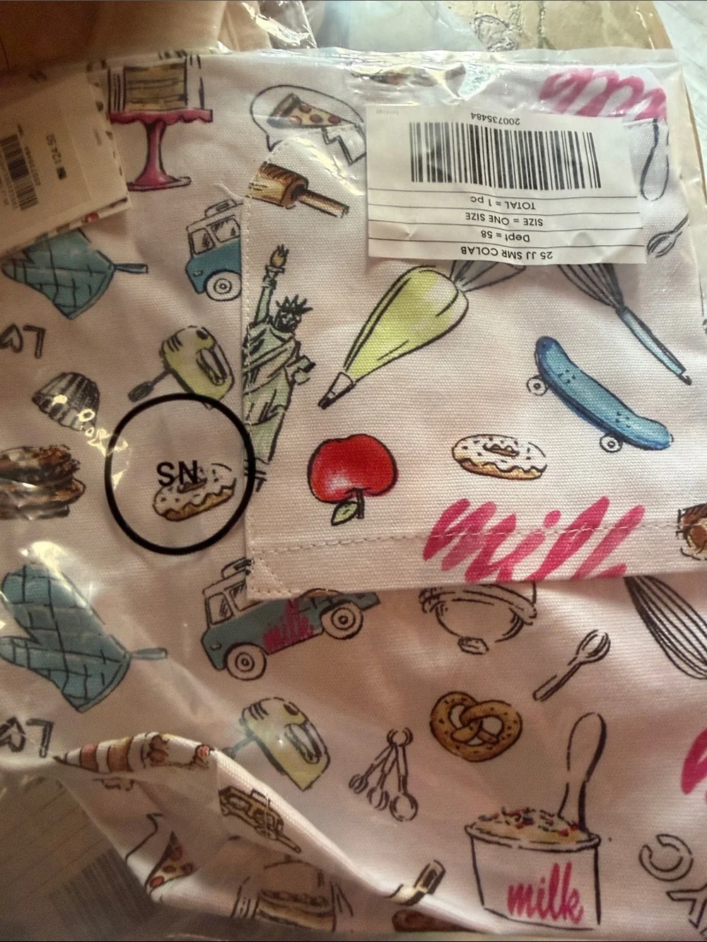 Janie and Jack White Kids Apron with Multicolor Baking Print